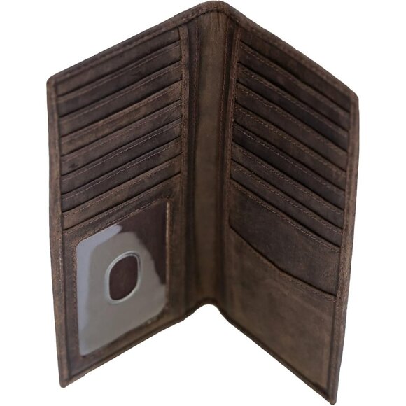Top Grain Leather  Men's Long Wallet with RFID Blocking - Picture 5 of 7